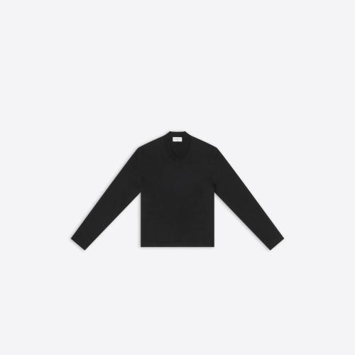  BALENCIAGA巴黎世家 22年秋冬 男士 長袖T恤 Mens Balenciaga Tab Fitted V-neck Long Sleeve