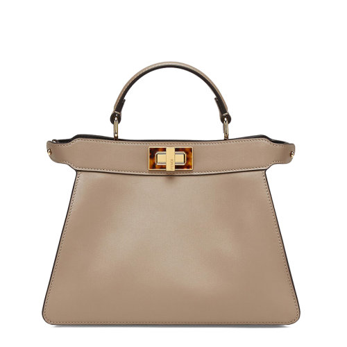 FENDI/芬迪  PEEKABOO ISEEU系列 女士小號(hào)灰褐色小牛皮旋轉(zhuǎn)門扣可調(diào)節(jié)肩帶單肩斜挎手提包8BN327AFKZF11CA