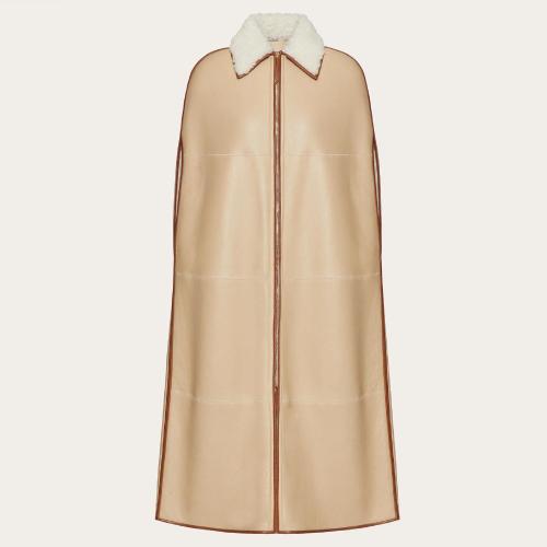  VALENTINO華倫天奴 22年秋冬 女士 斗篷 CAPE LONGUE EN PEAU DE MOUTON 1B3NBA457CB7CX