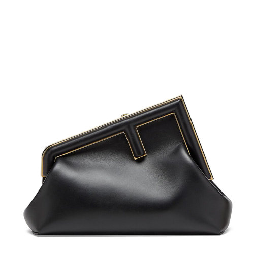 FENDI/芬迪 20  FENDI FIRST系列 女士小號(hào)黑色小羊皮斜向F形搭扣單肩斜挎手拿包8BP129ABVEF0KUR