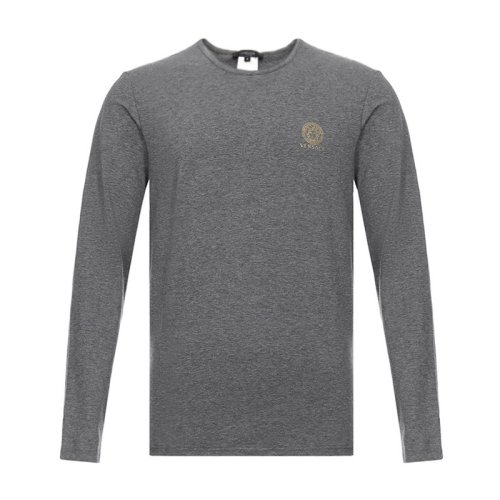 VERSACE/范思哲 男裝男士灰色棉質圓領時尚打底衫長袖T恤 AUU01007 A232741-A1738