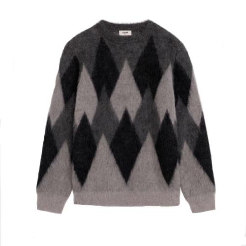 CELINE/賽琳 多色菱形花紋馬海毛圓領套頭衫 2A805382D 09ME