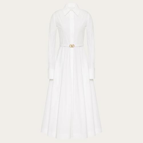  VALENTINO華倫天奴 22年秋冬 女士 連衣裙 ROBE MI-LONGUE EN POPELINE DE COTON 1B3VA045_60B