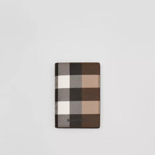  BURBERRY 22年秋冬 男士 格紋拼皮革折疊式卡片夾 80651631