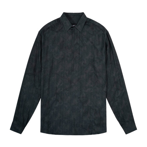 Emporio Armani 男士 墨綠色 細(xì)條紋襯衫  91CF1L-9111C-038