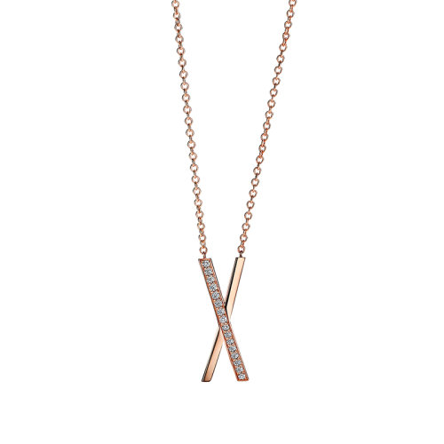 Tiffany & Co./蒂芙尼  Atlas系列 大號18k金玫瑰金10顆鉆石X標志羅馬數(shù)字吊墜69033857