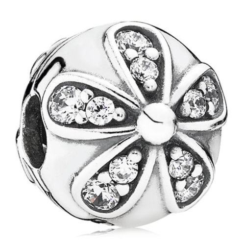PANDORA/潘多拉 女士銀色925銀+立方氧化鋯石鑲嵌小雛菊固定扣串飾串珠 791493CZ