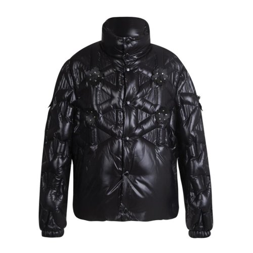 Moncler/蒙克萊女裝 服飾 黑色尼龍時(shí)尚花朵保暖 女士夾克外套