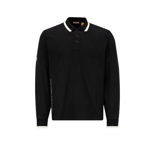 Moncler/蒙克萊 22年秋冬新款 Maya 70系列FRGMT藤原浩合作款 男士黑色純棉抓絨長袖Polo衫H209U8D00001899PD999