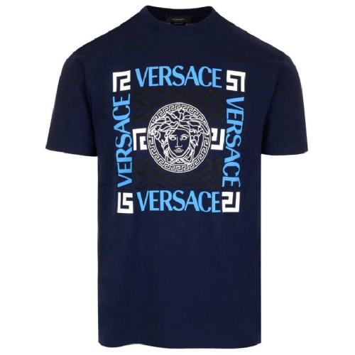  VERSACE/范思哲 男士海軍藍(lán)棉質(zhì)短袖T恤 10042071A03047 1U830 PLFSX
