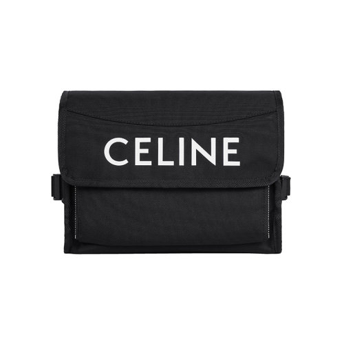 CELINE/賽琳 22秋冬新款 男士小號黑色印花尼龍磁扣拉鏈口袋調(diào)節(jié)肩帶肩背手提郵差包110062DMT.38SI