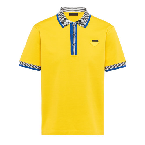 PRADA/普拉達  男士黃色修身版型珠地棉短袖Polo衫UJN766_1ZP5_F0010_S_212