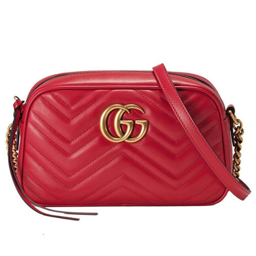 GUCCI/古馳  女士 女包時尚百搭皮質金屬雙G水紋波鏈條斜挎包單肩包手提包 447632-DTD1T-1000