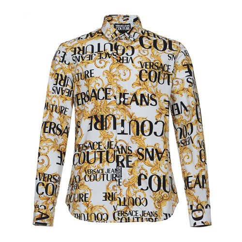 VERSACE JEANS/范思哲牛仔 男士多色拼色棉質經典巴洛克圖案印花裝飾修身版型長袖上衣襯衣襯衫 B1GVA6S3-S0634-003