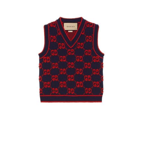  GUCCI古馳 22年秋冬 女士 GG羊毛結子絨混紡提花背心 718629 XKCNA 4668