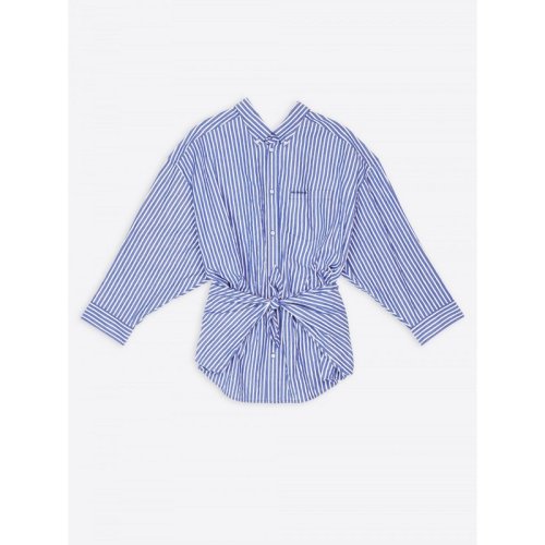  Balenciaga/巴黎世家 女士藍色棉質長袖襯衫 694648 TMM23 4640 PLFSX