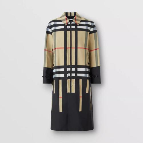  BURBERRY 22年秋冬 男士 切片格紋尼龍輕便大衣 80544741