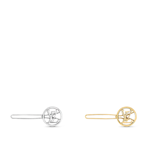 Louis Vuitton/路易威登 22春夏新款BABY LOUISE系列  金色/銀色拋光金屬鏤刻徽標(biāo)雙色發(fā)夾M00590