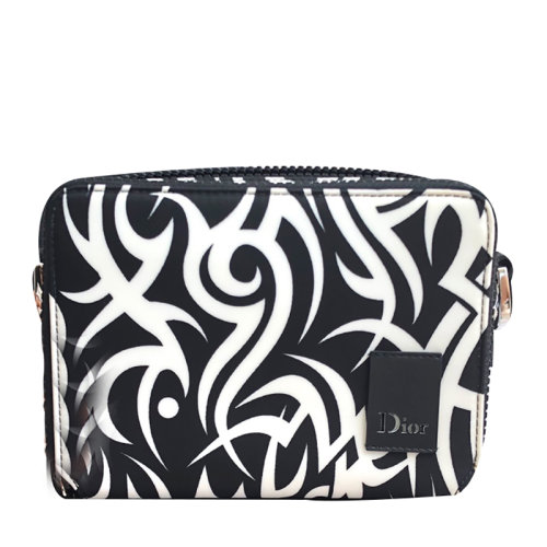 DIOR/迪奧 黑色 織物斜跨包 bi