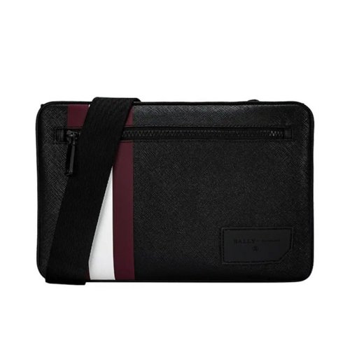  BALLY/巴利 男士黑色涂層帆布斜挎包 6236810 PLSX