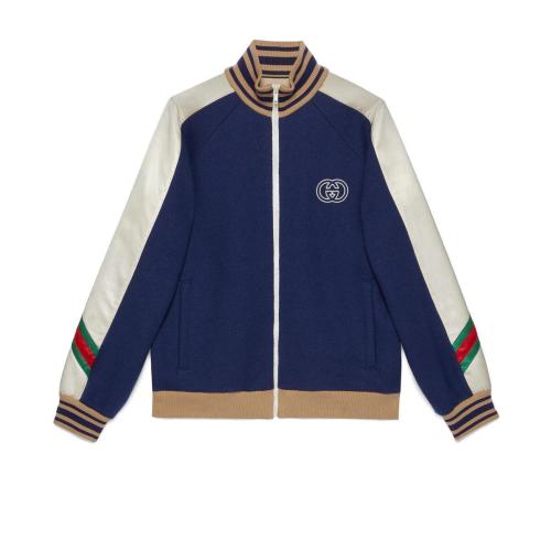  GUCCI古馳 22年秋冬 男士 針織羊毛拉鏈夾克 706418 XJET0 4030