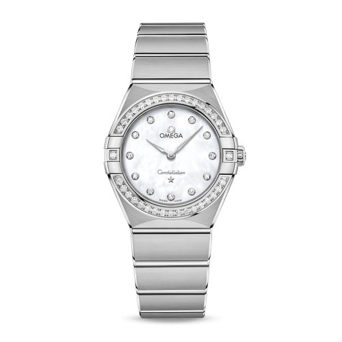 OMEGA/歐米茄 星座系列 精鋼 表圈鑲鉆 鉆石刻度 石英機(jī)芯 女士腕表 131.15.28.60.55.001