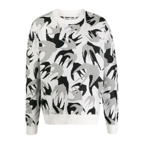 Alexander McQueen/亞歷山大麥昆 男裝 服裝 拼色燕子印花圓領男衛(wèi)衣