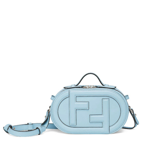 FENDI/芬迪 22春夏新款 女士迷你淺藍(lán)色牛皮革飾雙F圖案配可調(diào)節(jié)肩帶單肩手提相機(jī)包8BS058A5DYF1HBK