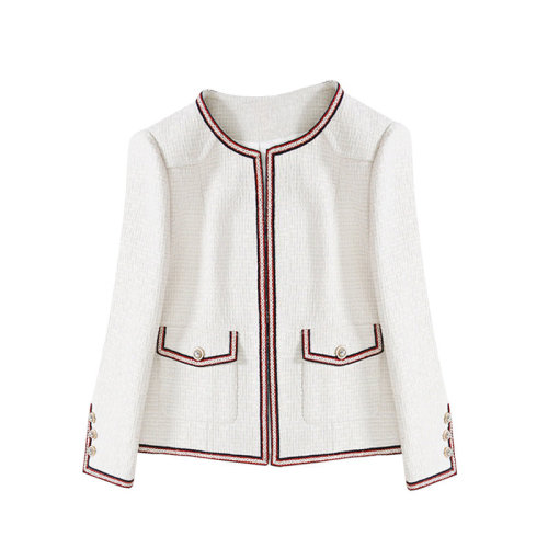 GeleiStory/GeleiStory 早春新款輕優(yōu)雅奶白法式小香經(jīng)典實(shí)穿不挑人圓領(lǐng)外套短上衣 女士夾克