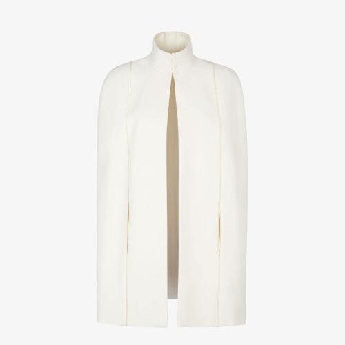  FENDI芬迪 22年秋冬 女士 斗篷 白色羊毛桑蠶絲外套 FF8880AC4GF0ZNM