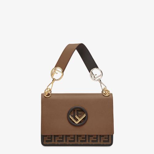  FENDI芬迪 22年秋冬 女士 單肩包 棕色皮革手袋 8BT284A651F13VK