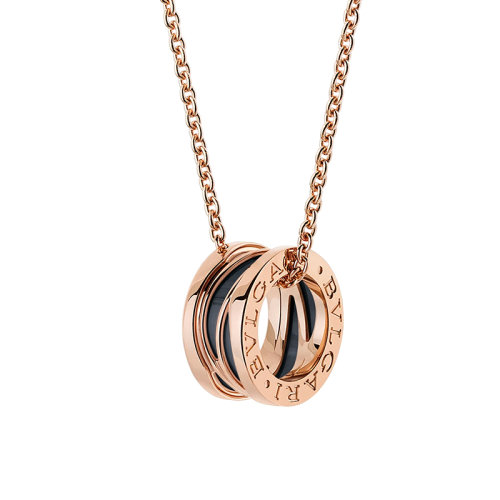 BVLGARI/寶格麗 B.ZERO1系列 Design Legend 18K金玫瑰金搭配黑色陶瓷項鏈 356118