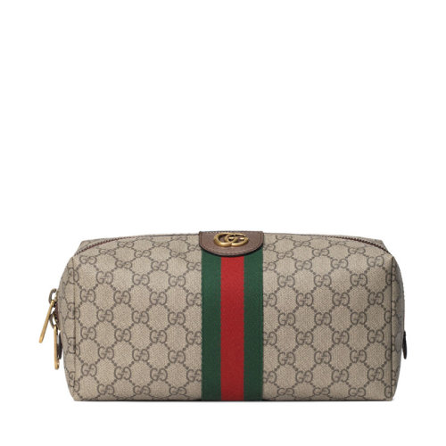 GUCCI/古馳 古琦 男女同款 雙G經(jīng)典織帶 女士時尚烏木色帆布拉鏈手拿包 572767 9IK3T 8745烏木色