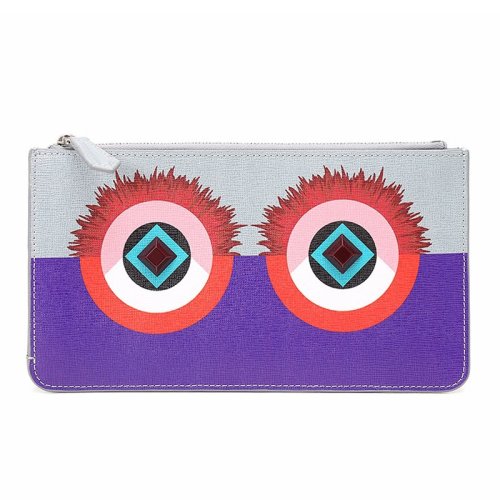 FENDI/芬迪  灰藍(lán)/紫拼色大眼睛圖案手包  清倉(cāng)特賣