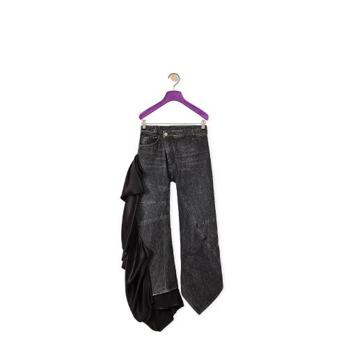  LOEWE羅意威 22年秋冬 女士 牛仔褲 Satin panel curved jeans in denim S540Y11X16-1100