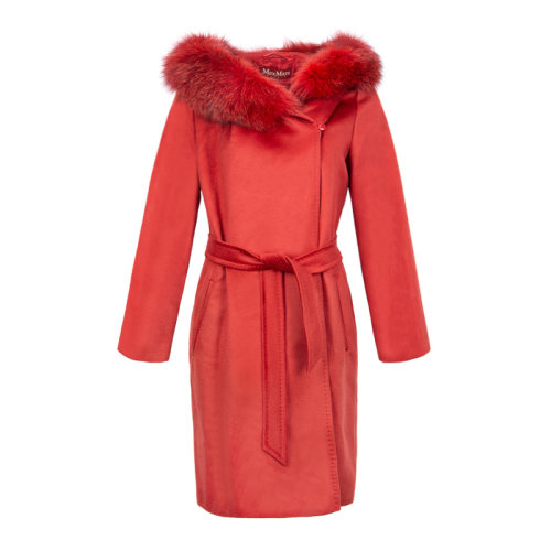 Max Mara Studio/Max Mara Studio  女裝 服飾 纖維膠毛領(lǐng)連帽修身長款毛呢女士大衣外套