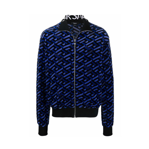VERSACE/范思哲 男士藍(lán)色棉質(zhì)拉格雷卡印花拉鏈外套夾克運(yùn)動衫 1002058-1A01609-2U340