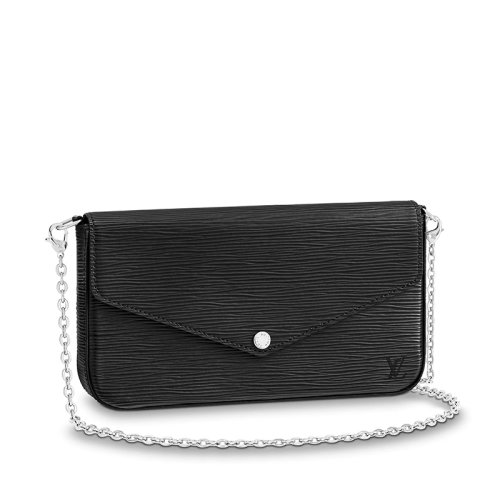 Louis Vuitton/路易威登 21新款 Félicie系列 女士黑色Epi皮革按扣翻蓋鏈條單肩手拿包M62648