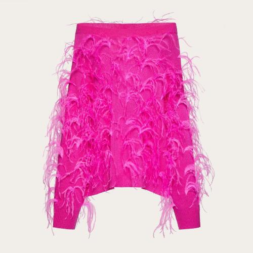  VALENTINO華倫天奴 22年秋冬 女士 針織衫 PULL EN LAINE a PLUMES BRODéES 1B0KC40W7LEUWT