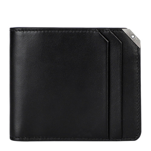 MontBlanc/萬寶龍 男士黑色牛皮短款雙折錢夾錢包卡包卡夾男包 124089