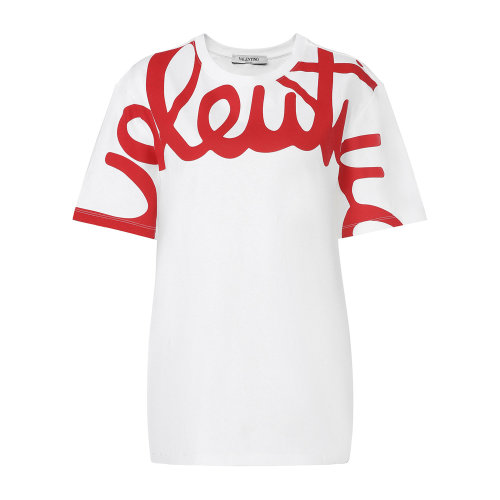 Valentino/華倫天奴 白色/紅色 Valentino Signature女士短袖T恤 TB3MG04R55WA33 2020早春