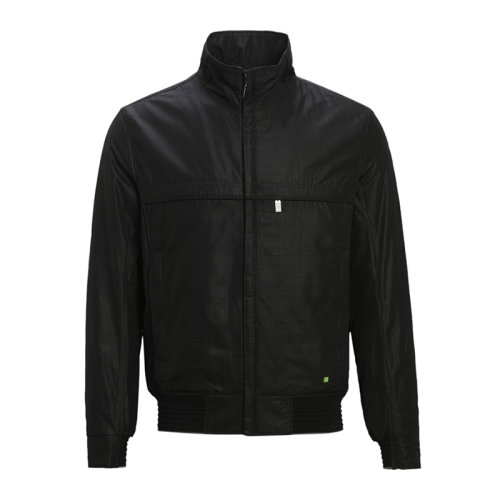 HUGO BOSS/雨果博斯 男士黑色聚酯纖維時(shí)尚簡(jiǎn)約拉鏈開合上衣外套夾克 50246607-001