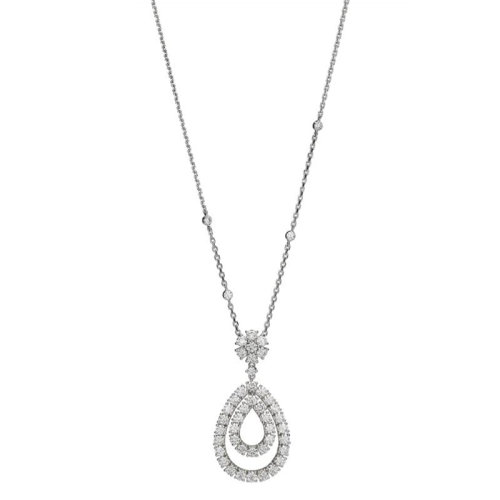 Chopard/蕭邦  L'HEURE DU DIAMANT系列 18k金白金心形滿鉆吊墜799066-1001