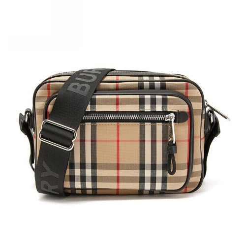 BURBERRY/博柏利  男士Vintage 格紋單肩斜跨包 相機包 古典黃色單肩包  8010152