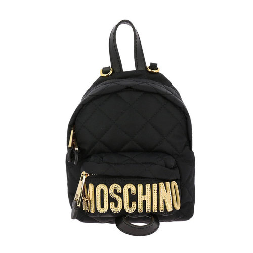 MOSCHINO/莫斯奇諾 女包 品牌字母LOGO  女士黑色尼龍拉鏈時(shí)尚百搭小號(hào)雙肩包 2B760982012555