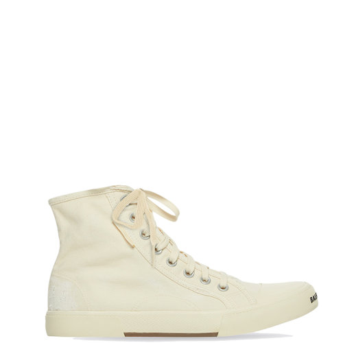 Balenciaga/巴黎世家 22年春夏新款 女士白色磨損棉質(zhì)材料高幫運(yùn)動(dòng)鞋帆布鞋688756W3RC49090