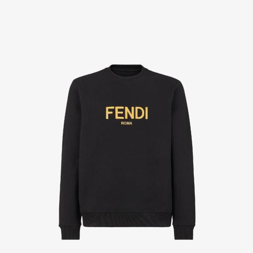  FENDI芬迪 22年秋冬 男士 長袖T恤 黑色棉質(zhì)運動衫 FY0178AE05F0QA1