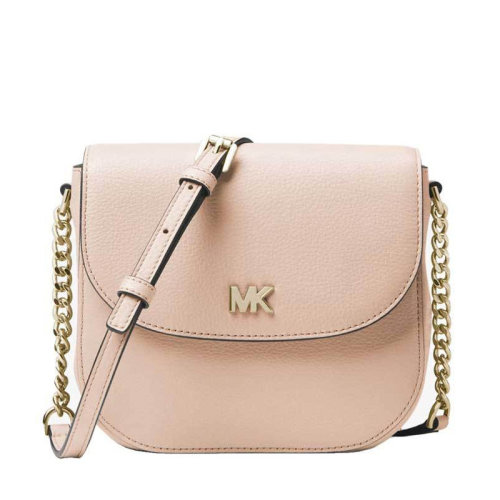Michael Kors/邁克·科爾斯 女士粉色牛皮經(jīng)典MK字母徽標裝飾翻蓋磁扣開合單肩包斜挎包女包 32S8GF5C0L-SOFTPINK