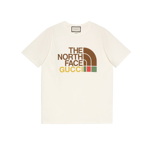 GUCCI/古馳 22年春夏新款 The North Face聯(lián)名系列 女士白色/彩色純棉短袖T恤?615044XJDBZ9095