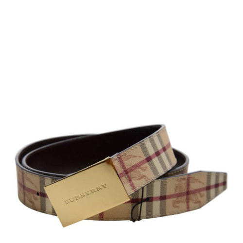 BURBERRY/博柏利 男士商務休閑腰帶杏色PVC經典格紋皮帶 3494881